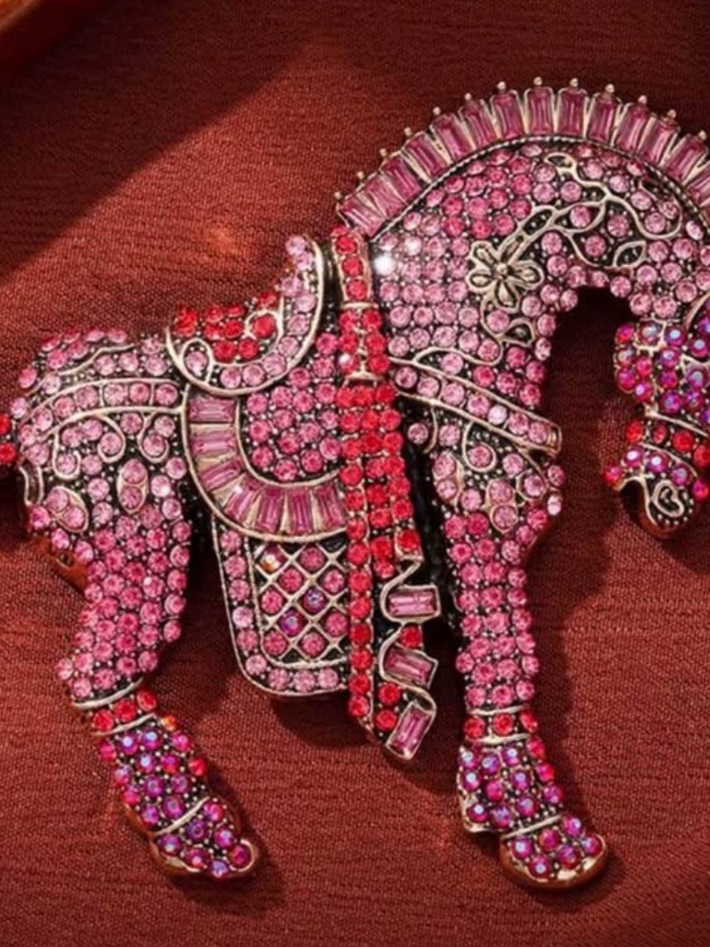 Pink Rhinestone Horse Brooch/Pin Unisex